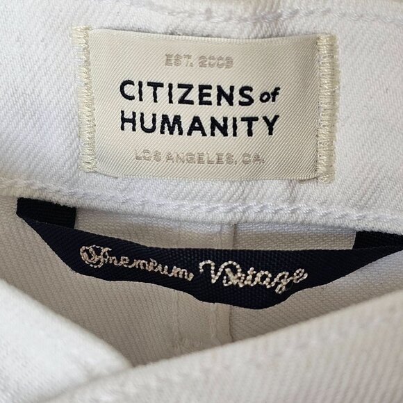 Citizens of Humanity Daphne‎ High-Rise Raw Hem Cropped Jeans White Women Size 33 - Picture 10 of 16